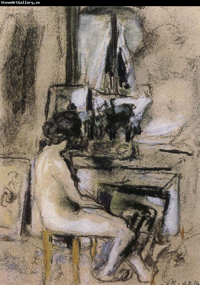 Edouard Vuillard Nude front of the fireplace